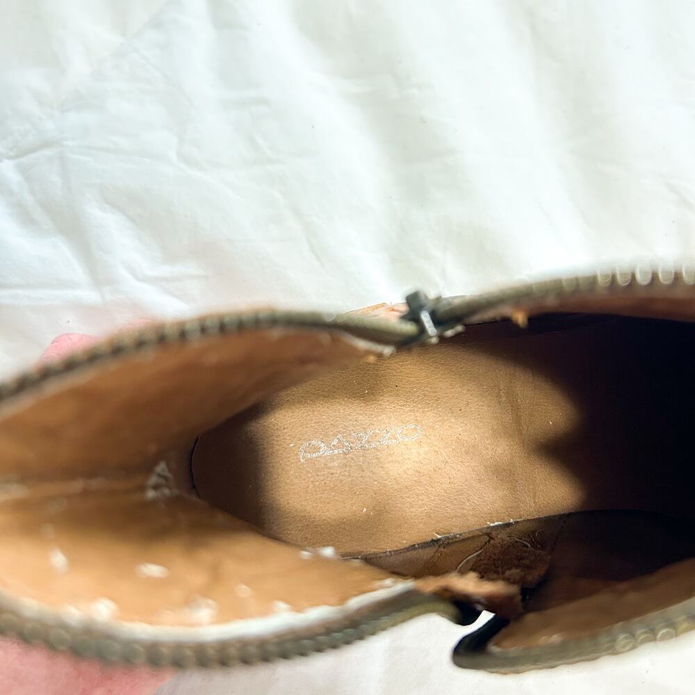 Pazzo Anthropologie Dust Tooled Leather Ankle Booties Tan Brown Size 8.5M - Picture 7 of 8